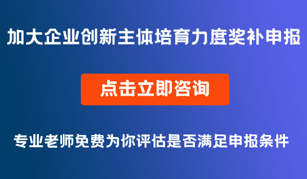 加大企业创新主体培育力度奖补政策