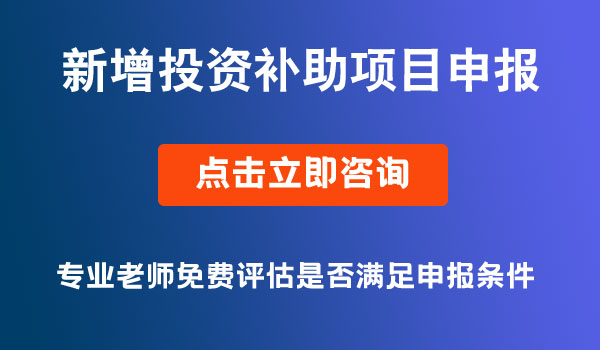 新增投资补助项目申报