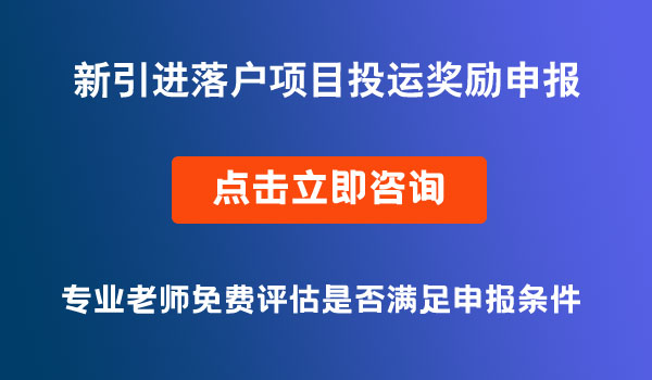 新引进落户项目投运奖励申报