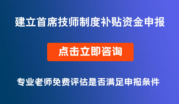 企业建立首席技师制度补贴资金申报