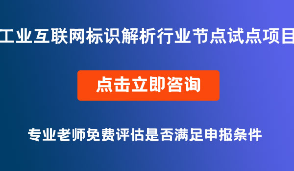 工业互联网标识解析行业节点试点项目入库