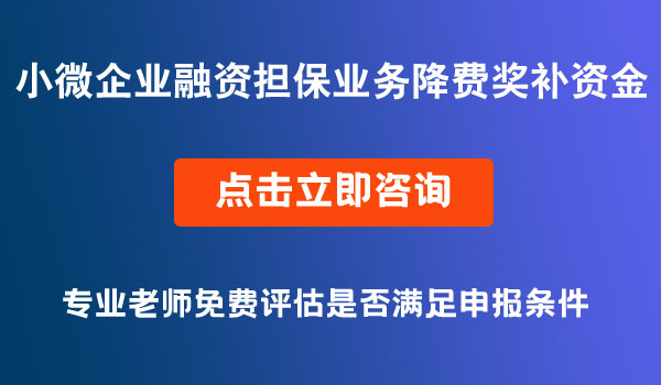 小微企业融资担保业务降费奖补资金