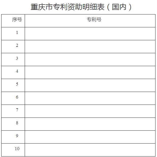 重庆市专利资助明细表（国内）