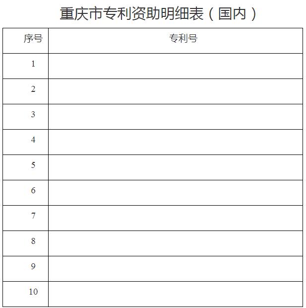 重庆市专利资助明细表（国内）